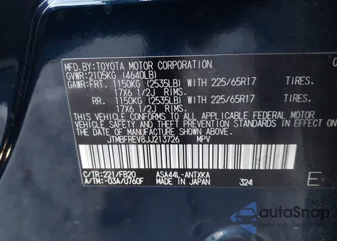 2018 Toyota Rav4 Le from USA, damaged, VIN JTMBFREV8JJ213726